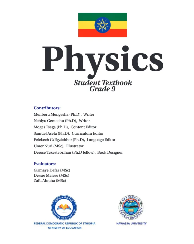 Download Ethiopian new Curriculum grade 9 physics Student Textbook PDF